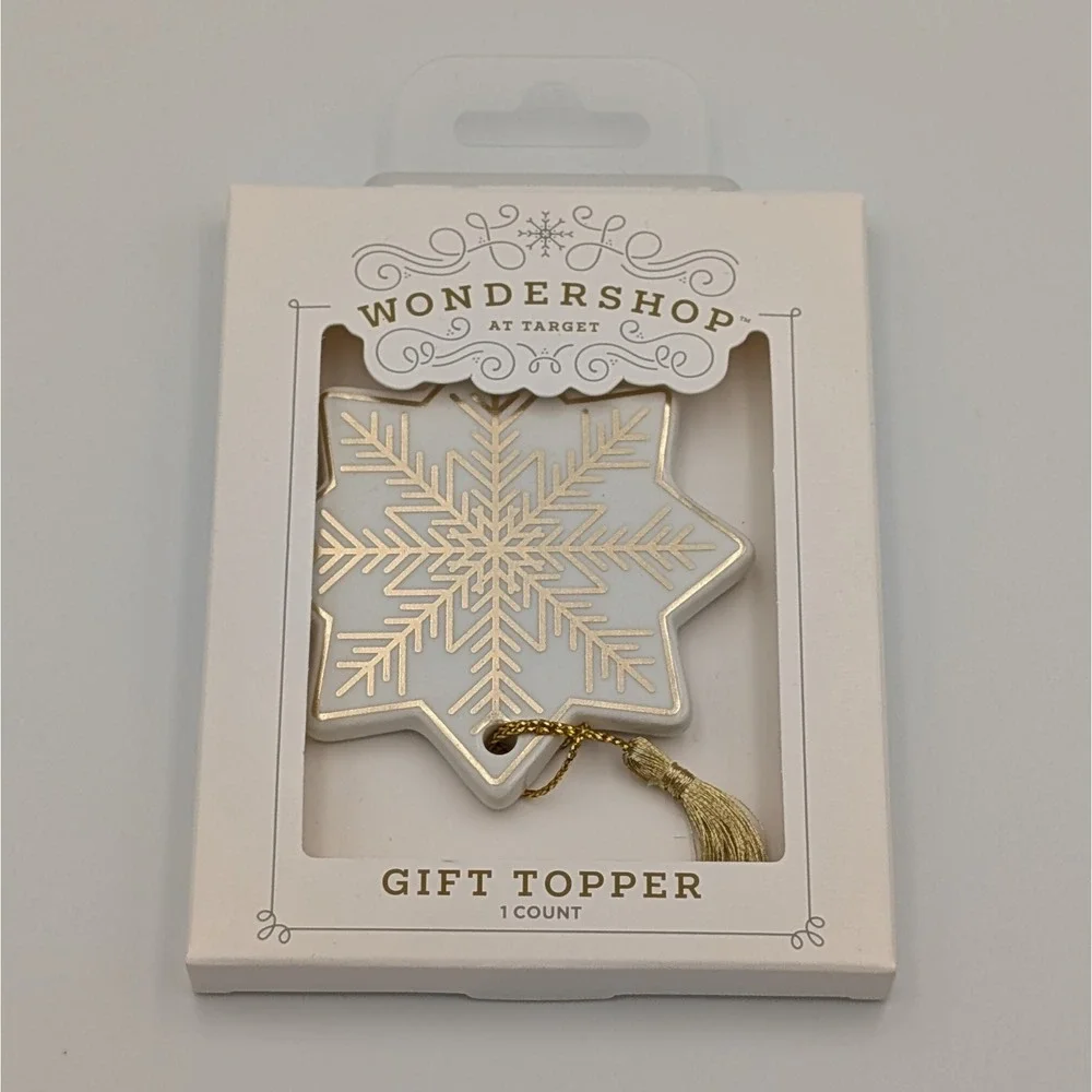 WonderShop Snowflake Gift Topper Target White Gold Tassel Christmas Decor Target